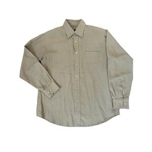 Bugatchi Uomo Long Sleeve Mens Dress Shirt Brown Plaid SZ L